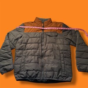 Men's Gray and Brown Quilted Jacket